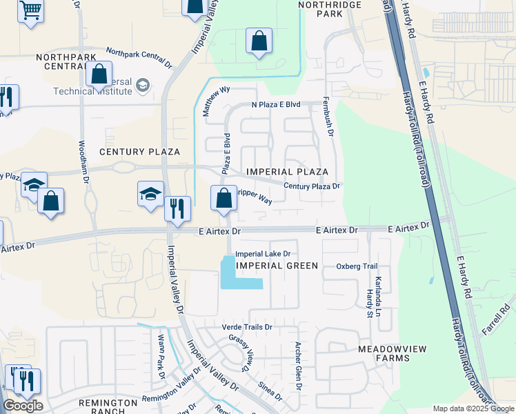 map of restaurants, bars, coffee shops, grocery stores, and more near 20203 Sugarbun Court in Houston