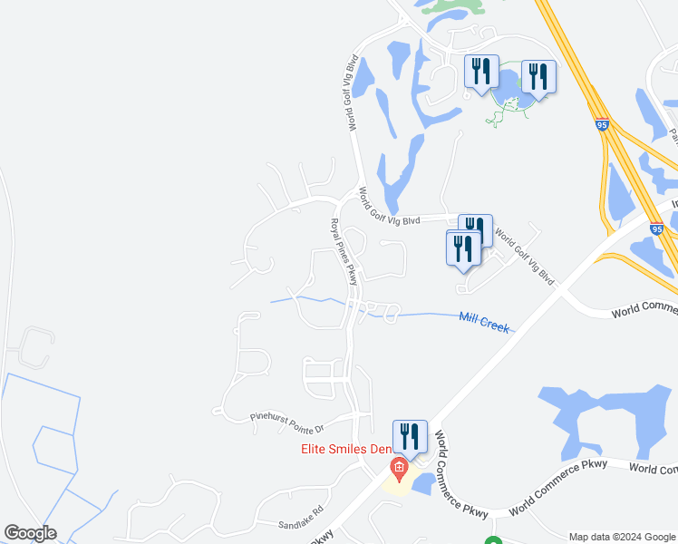 map of restaurants, bars, coffee shops, grocery stores, and more near 149 Hedgewood Drive in St. Augustine
