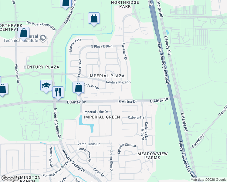 map of restaurants, bars, coffee shops, grocery stores, and more near 1323 Sugarbun Way in Houston