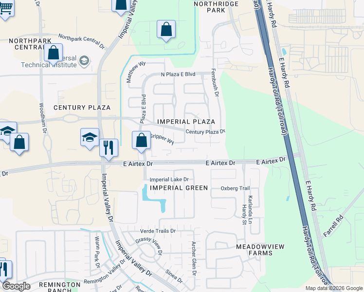 map of restaurants, bars, coffee shops, grocery stores, and more near 20214 Mcmeans Drive in Houston