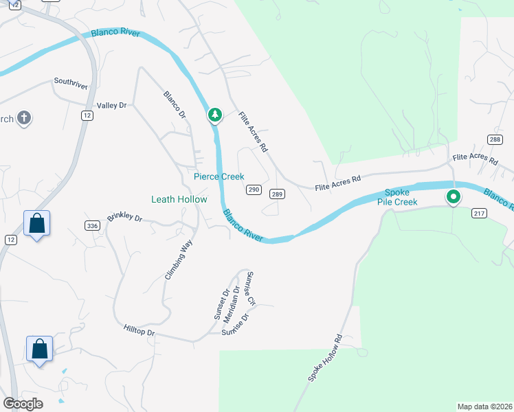 map of restaurants, bars, coffee shops, grocery stores, and more near 306 Hub Drive in Wimberley