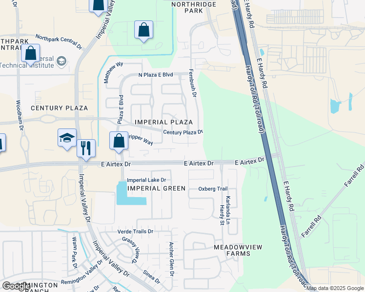 map of restaurants, bars, coffee shops, grocery stores, and more near 1323 Sugarbun Way in Houston