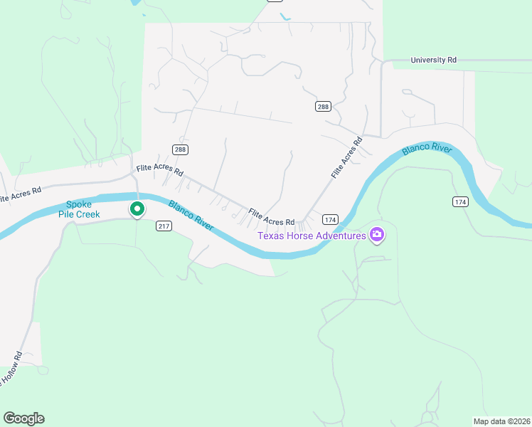 map of restaurants, bars, coffee shops, grocery stores, and more near 2595 Flite Acres Road in Wimberley