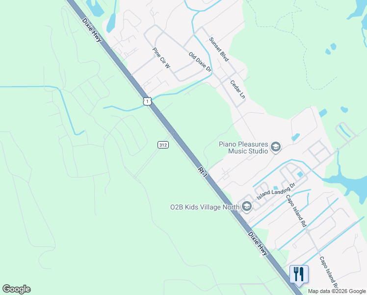 map of restaurants, bars, coffee shops, grocery stores, and more near 6209 Dixie Highway in St. Augustine