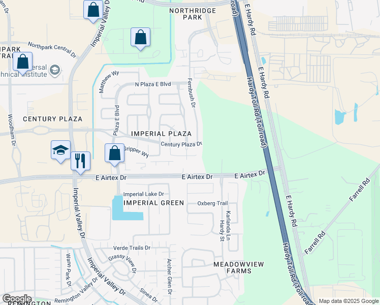 map of restaurants, bars, coffee shops, grocery stores, and more near 1419 Sugarbun Way in Houston