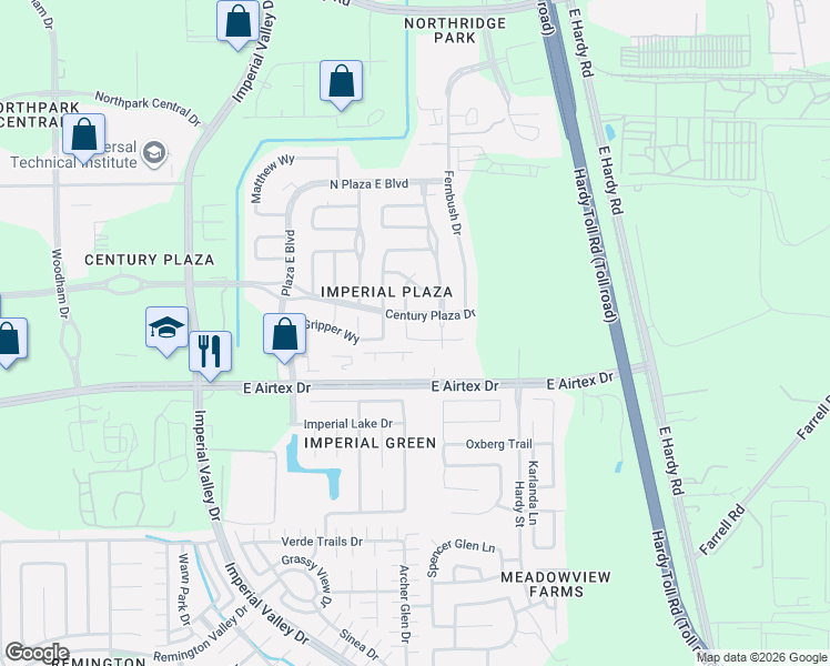 map of restaurants, bars, coffee shops, grocery stores, and more near 1323 Sugarbun Way in Houston