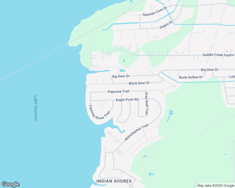 map of restaurants, bars, coffee shops, grocery stores, and more near 2107 Papoose Trail in Crosby