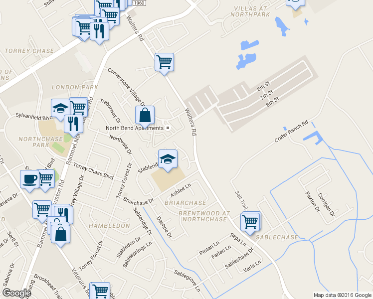 map of restaurants, bars, coffee shops, grocery stores, and more near 13938 Bentpath Dr in Houston