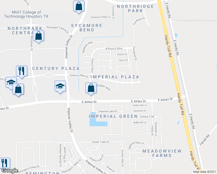map of restaurants, bars, coffee shops, grocery stores, and more near 20203 Sugarbun Court in Houston