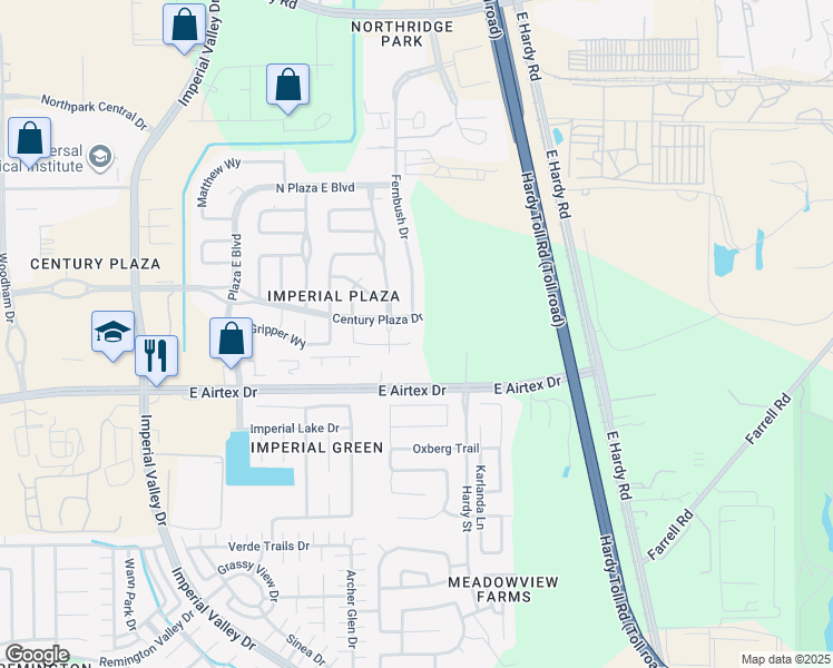map of restaurants, bars, coffee shops, grocery stores, and more near 1419 Sugarbun Way in Houston