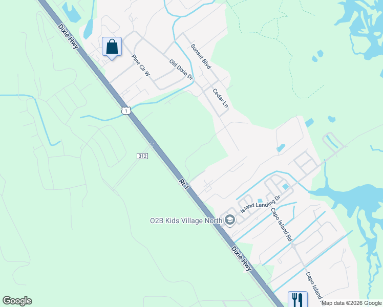 map of restaurants, bars, coffee shops, grocery stores, and more near 199 Chasewood Drive in St. Augustine