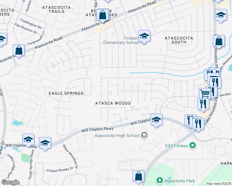 map of restaurants, bars, coffee shops, grocery stores, and more near 7006 Winter Blossom Drive in Humble