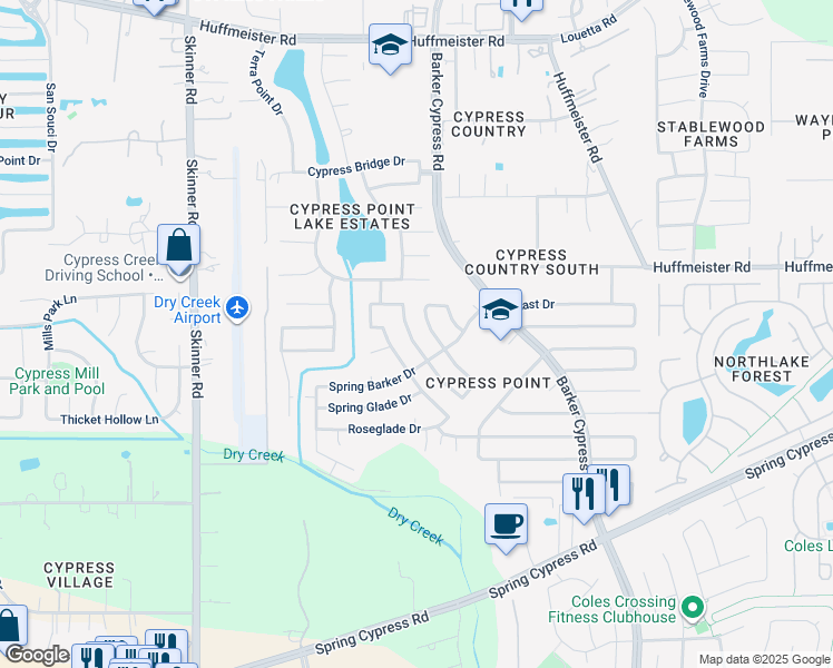 map of restaurants, bars, coffee shops, grocery stores, and more near 14422 Pelican Marsh Drive in Cypress