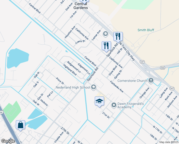 map of restaurants, bars, coffee shops, grocery stores, and more near 2500 Edgemont Lane in Nederland