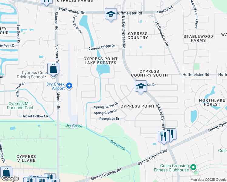 map of restaurants, bars, coffee shops, grocery stores, and more near 14422 Pelican Marsh Drive in Cypress