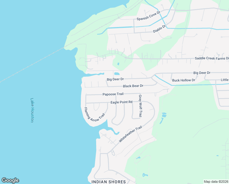map of restaurants, bars, coffee shops, grocery stores, and more near 2107 Papoose Trail in Crosby