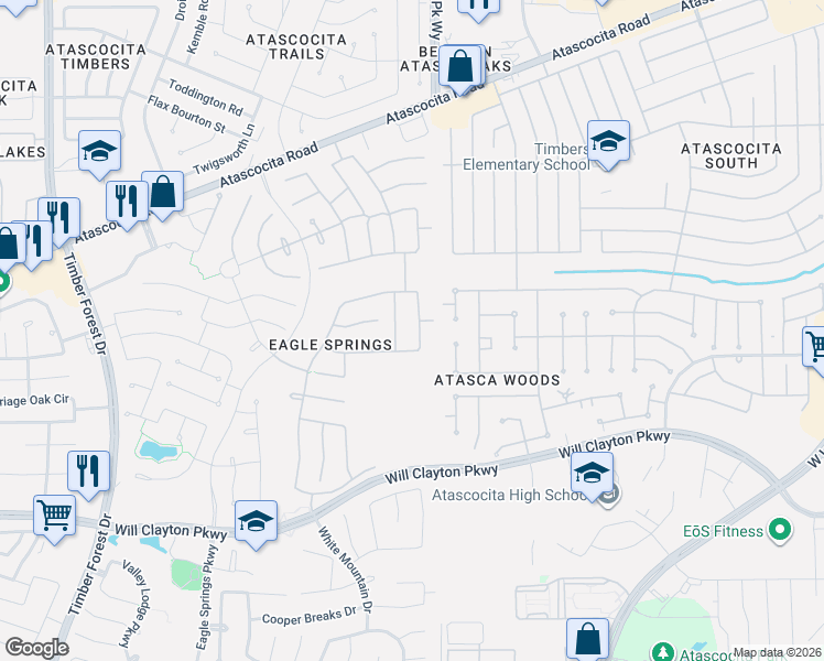 map of restaurants, bars, coffee shops, grocery stores, and more near 18302 Otter Creek Tr in Humble