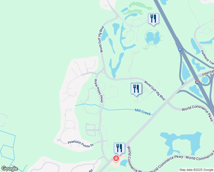 map of restaurants, bars, coffee shops, grocery stores, and more near 135 North Champions Way in St. Augustine