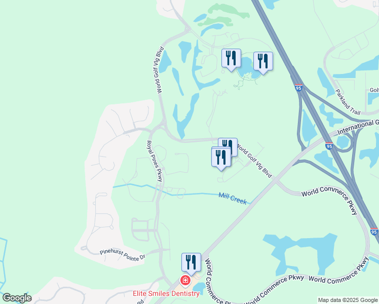 map of restaurants, bars, coffee shops, grocery stores, and more near 345 North Shore Circle in St. Augustine