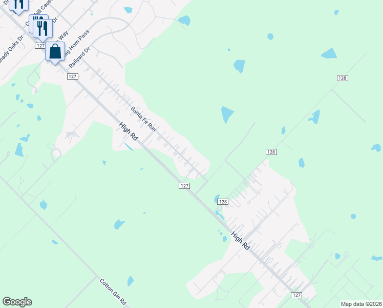 map of restaurants, bars, coffee shops, grocery stores, and more near 820 Santa Fe Run in Kyle