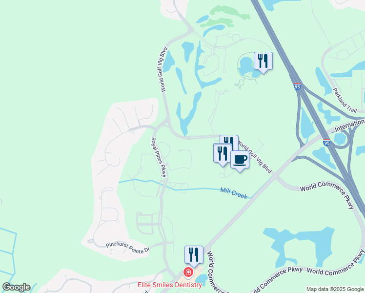 map of restaurants, bars, coffee shops, grocery stores, and more near 355 North Shore Circle in St. Augustine