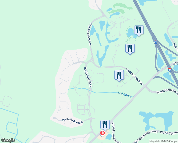 map of restaurants, bars, coffee shops, grocery stores, and more near 115 North Champions Way in St. Augustine