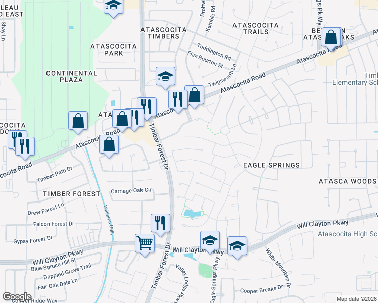 map of restaurants, bars, coffee shops, grocery stores, and more near 12430 Cedar Breaks Court in Humble