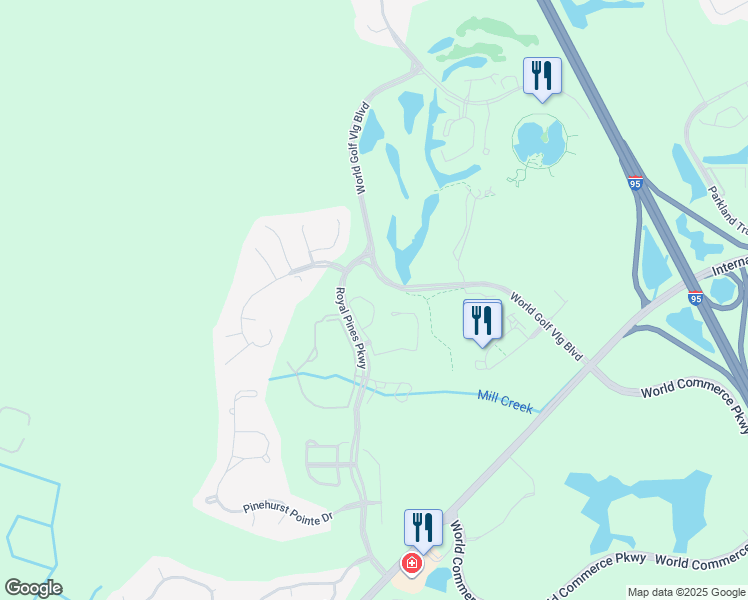 map of restaurants, bars, coffee shops, grocery stores, and more near 125 North Champions Way in St. Augustine