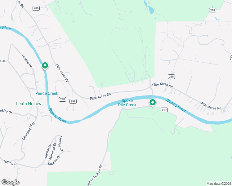 map of restaurants, bars, coffee shops, grocery stores, and more near 1650 Flite Acres Road in Wimberley