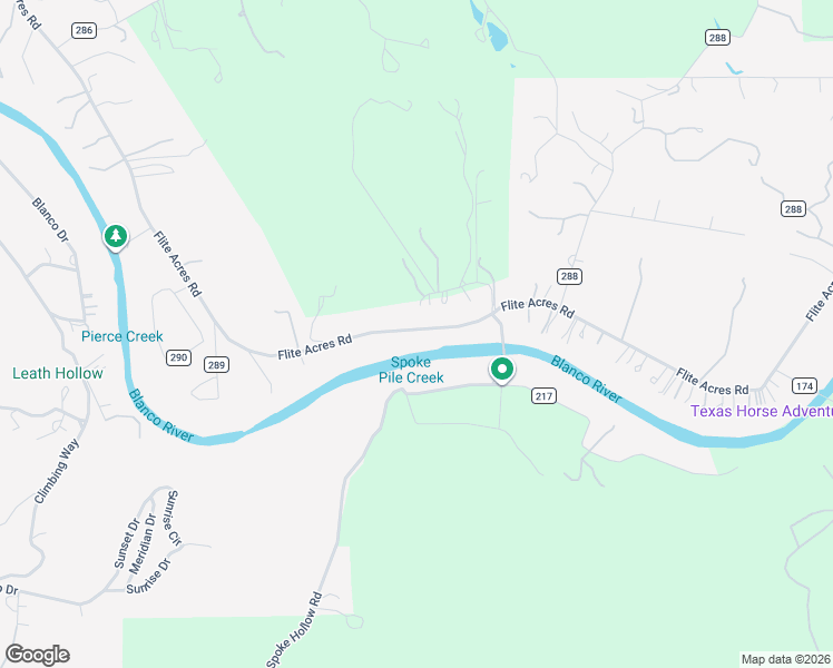map of restaurants, bars, coffee shops, grocery stores, and more near 1650 Flite Acres Road in Wimberley