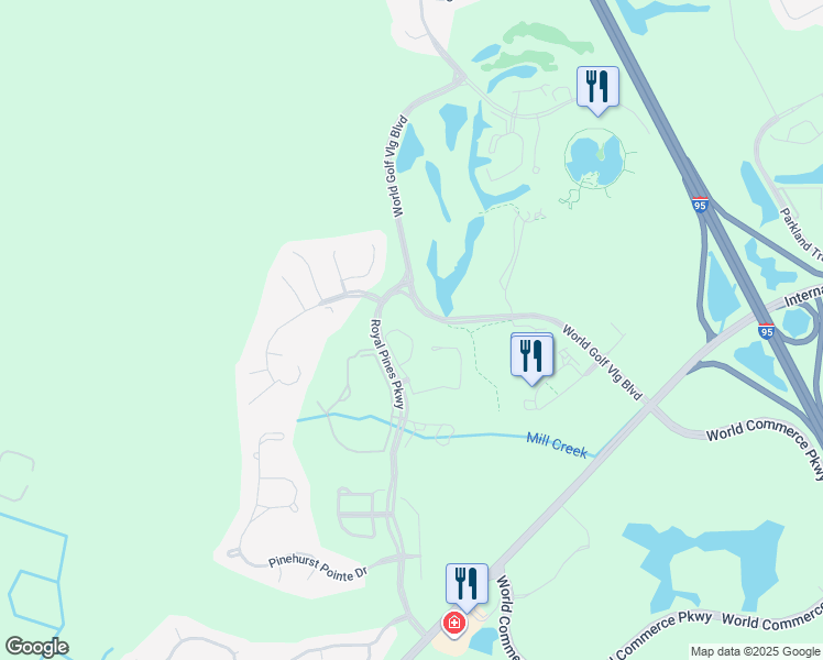 map of restaurants, bars, coffee shops, grocery stores, and more near 125 North Champions Way in St. Augustine
