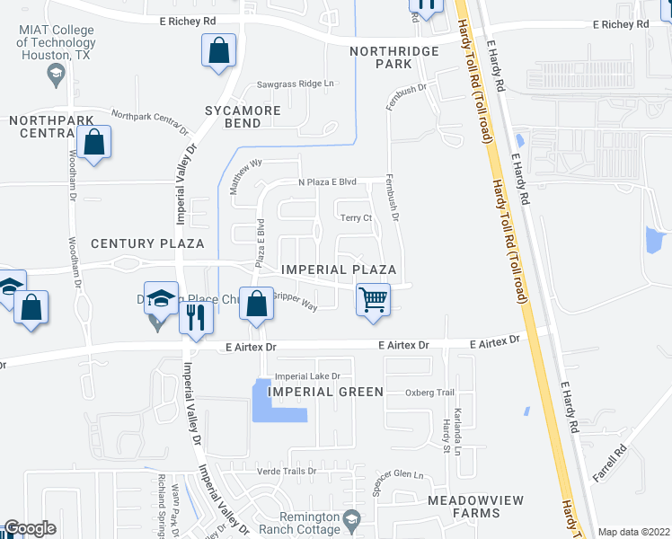 map of restaurants, bars, coffee shops, grocery stores, and more near 20326 Mcmeans Drive in Houston