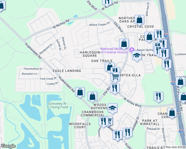 map of restaurants, bars, coffee shops, grocery stores, and more near 906 Grand Plains Drive in Houston