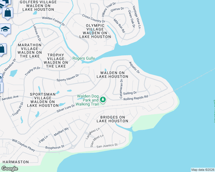 map of restaurants, bars, coffee shops, grocery stores, and more near 8711 Silver Lure Drive in Humble