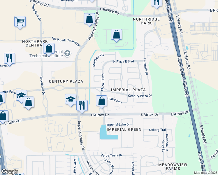 map of restaurants, bars, coffee shops, grocery stores, and more near 20311 Carey Place in Houston