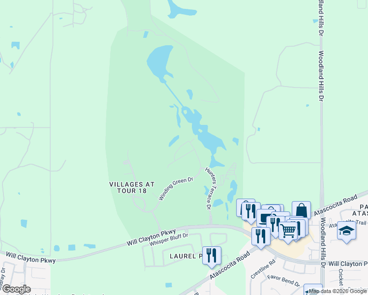 map of restaurants, bars, coffee shops, grocery stores, and more near 18315 Saxon Creek Drive in Humble