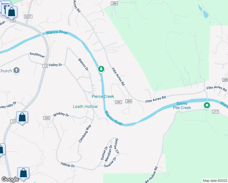 map of restaurants, bars, coffee shops, grocery stores, and more near 204 Hub Drive in Wimberley