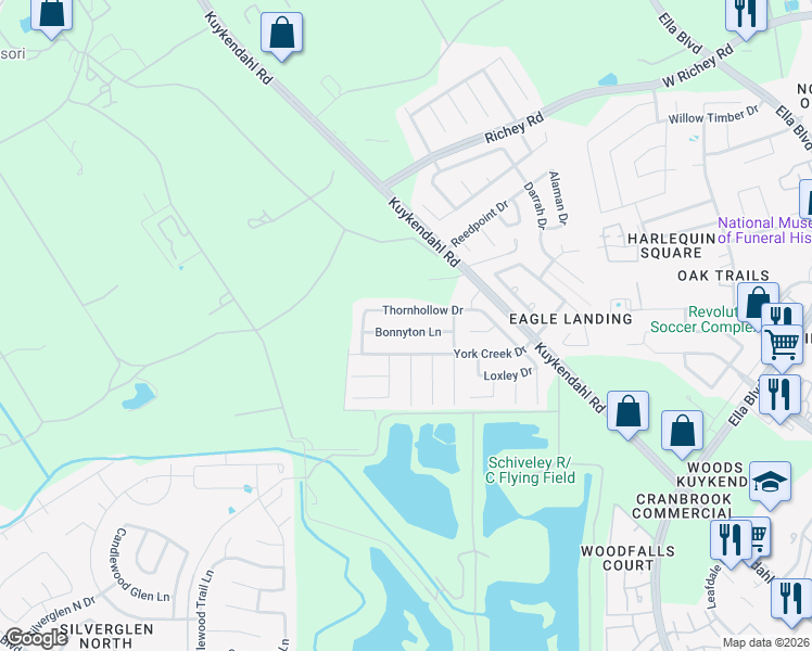 map of restaurants, bars, coffee shops, grocery stores, and more near 1650 Bonnyton Lane in Houston