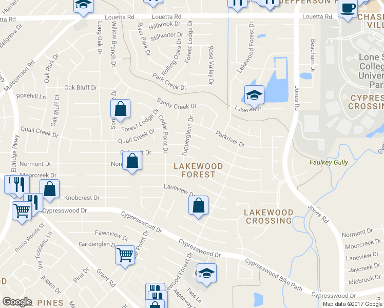 map of restaurants, bars, coffee shops, grocery stores, and more near 11810 Pebbleton Dr in Houston