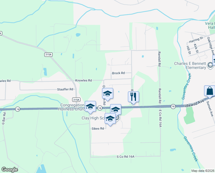 map of restaurants, bars, coffee shops, grocery stores, and more near 2046 Woods Road in Green Cove Springs