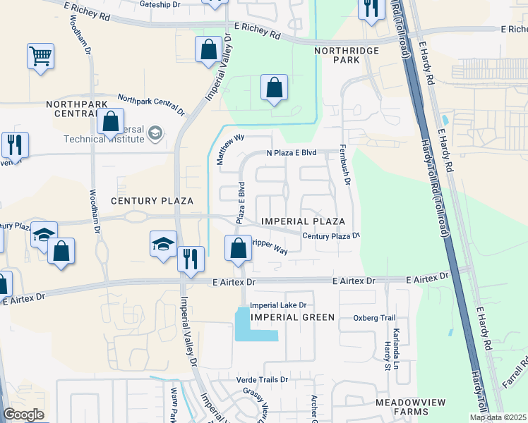 map of restaurants, bars, coffee shops, grocery stores, and more near 20311 Carey Place in Houston