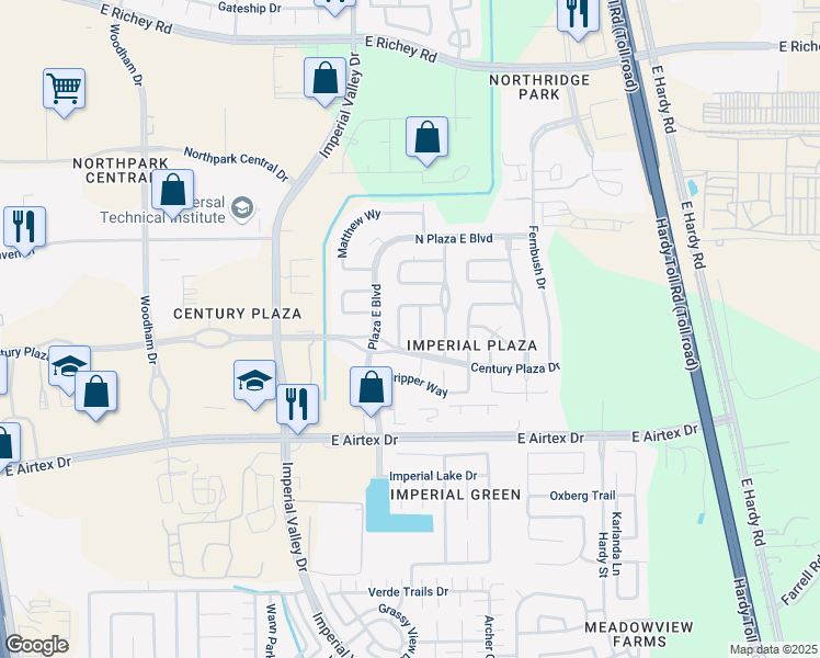 map of restaurants, bars, coffee shops, grocery stores, and more near 20311 Carey Place in Houston
