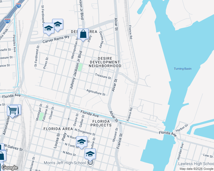 map of restaurants, bars, coffee shops, grocery stores, and more near 2921 Edith Weston Place in New Orleans
