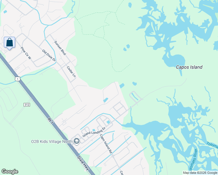 map of restaurants, bars, coffee shops, grocery stores, and more near 6050 US Highway 1 North in St. Augustine