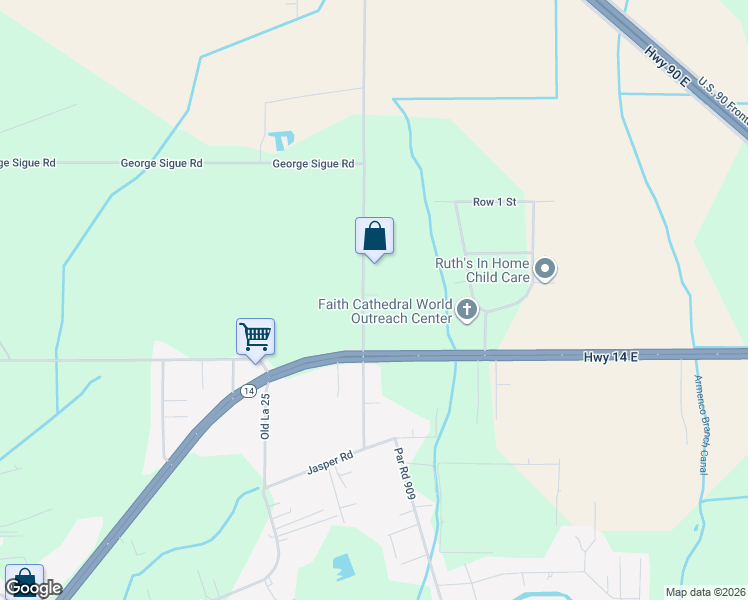 map of restaurants, bars, coffee shops, grocery stores, and more near 4317 Leonce Theriot Road in New Iberia