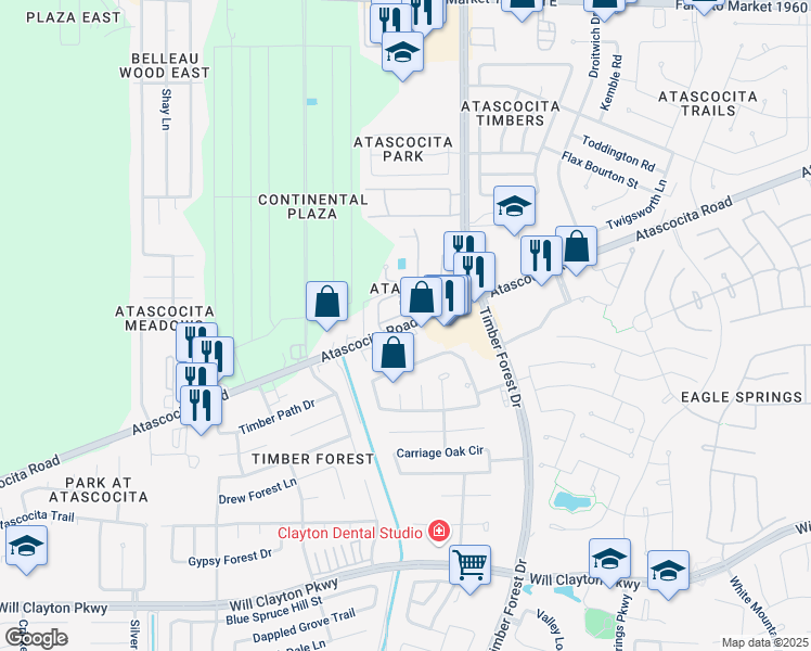 map of restaurants, bars, coffee shops, grocery stores, and more near 5220 Atascocita Road in Humble