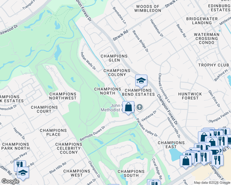 map of restaurants, bars, coffee shops, grocery stores, and more near 5903 Echo Lake Lane in Houston