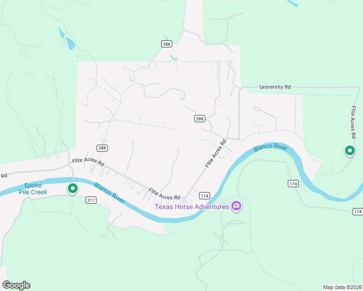 map of restaurants, bars, coffee shops, grocery stores, and more near 2595 Flite Acres Road in Wimberley