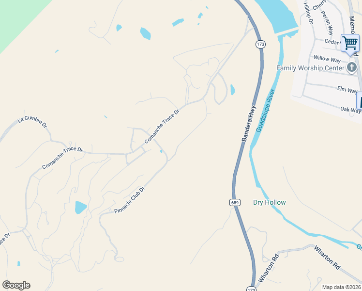 map of restaurants, bars, coffee shops, grocery stores, and more near 2912 Rock Barn Drive in Kerrville