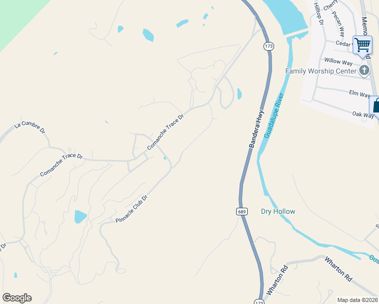 map of restaurants, bars, coffee shops, grocery stores, and more near 2912 Rock Barn Drive in Kerrville